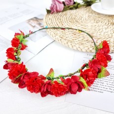 화관 꽃 셀프 웨딩, 화관F타입-레드