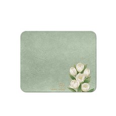 質感綠色鬱金香滑鼠墊 女生辦公室必備 輕奢高級感桌墊, 鬱金香, 1個