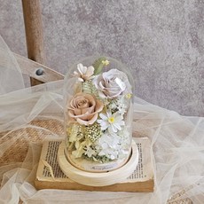 永生玫瑰花玻璃罩 槽燈款 附電池 熱銷奶茶色系, 須加購