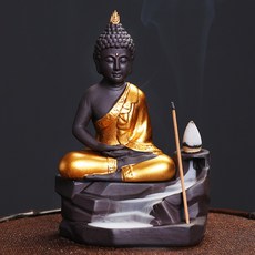 紫砂釋迦牟尼薰香爐擺件創意東南亞印度佛如來倒流香香薰爐, 印度佛禪定