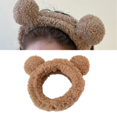InLoop 곰돌이 귀 세안 헤어밴드, 1개, 밀키브라운