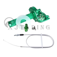 22mm 범용 M10 * 1.5 CNC 알루미늄 가속기 스로틀 트위스트 그립 핸들 바 케이블 오토바이 스쿠터 ATV 쿼드, 16 Green Set