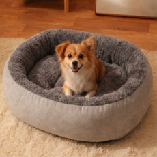 멍담 강아지 도넛 쿠션 방석 푹신한 논슬립 꿀잠, 1개, 그레이