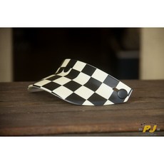 P&J 捷寶 復古帽簷 塑料帽簷 賽車格 乳白/藍格, 乳白/黑格, 1個