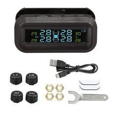 AUTOHAUX 타이어 공기압 모니 시스템 TPMS 실시간 스마트 모드 충전기 MPV용 RV 외부 LCD 5종 모니터 자동차 알람 디스플레이 무선 센서 범용 SUV 태양광