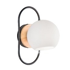 舞光 木藝環型圓玻壁燈 造型壁燈 單燈 E27 玻璃壁燈 床頭燈, GA11-5886