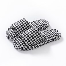 제이드슈 하운드투스 3중 쿠션 실내화 리본 소프트 패브릭 거실화 실내 슬리퍼, 1개, 베이직-블랙