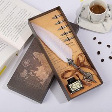 중세 깃털펜 선물용 복고 빈티지지 스팀펑크 깃펜 옛날, other, 화이트, EF 펜촉