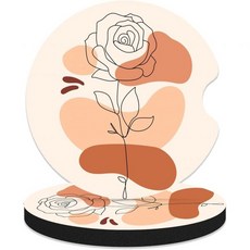 컵 홀더용 자동차 컵받침 2개입 여성용 미끄럼 방지 범용 고무 인테리어 액세서리 블랙 레오파드 2113673, Bohemian Flowers, 2.75 Inch, 2개