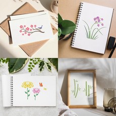 우돌아트 스텐실 도안 2404 우리나라 전통 사군자 4종세트 (중)