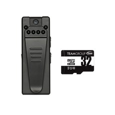 迷你高清錄影筆，紅外線夜視，背夾設計，90度旋轉鏡頭，多種解析度選擇, 黑色, 主品加購32G