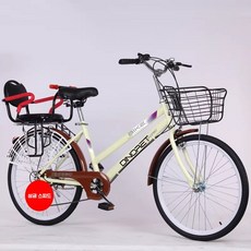 복고풍 장바구니자전거 옛날 자전거 클래식, 상세페이지 참고, 베이지 후방 좌석 공기타이어 24인치