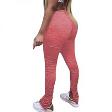 안동니웰 여성 스택 조거 요가 스포츠 주름 높은 허리 바지 러치 스키니 팬츠, Pink, XX-Large, Pink