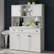 장인가구 이브 1200 서랍 주방수납장 상부장세트 방문설치, 화이트
