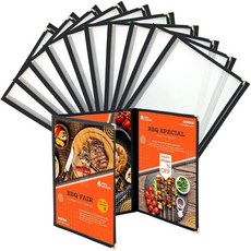 MYFUL 8.5 x 11인치 메뉴 커버 | 투명 레스토랑 메뉴 커버 10개 팩 레스토랑 바 카페 음식 및 음료를 위한 아메리칸 스타일 메뉴 홀더 8.5 x 11 1페이지 2뷰, 8.5"x 11" (3 Pages/ 6 View)