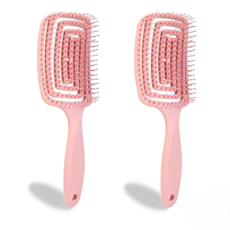 라스몰 가볍고 튼튼한 엉킴방지 빗 브러쉬, 2개, 분홍색