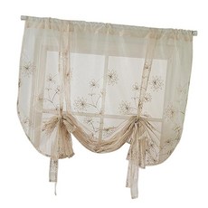 HAIMINGJUN 46x63 인치 수 놓은 Voile 주방 깎아 지른 커튼 꽃 (117x160cm)