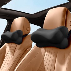 LINSHU 차량용 메모리폼 목쿠션 탈부착 분리형 목베개, 1개, 블랙 1개, 블랙