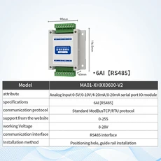 RS485 통신 MODBUS RTU 차동 아날로그 입력 데이터 수집 EBYTE MA01-XHXX-V2 시리즈 산업용 등급, 12 6AI