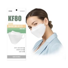 KF80 와이엠 황사보건용마스크 KF80 대형 화이트 / 식약처허가 원자재 국산 개별포장, 1개입, 1개