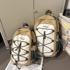 戶外雙肩包大容量徒步運動揹包登山包男生通勤書包女大學生電腦包, 卡其色小號