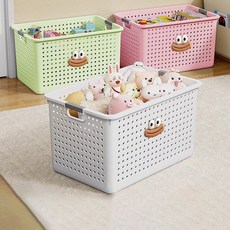 零食雜物收納箱玩具整理筐家用廚房櫥櫃置物籃子塑料化妝品桌面盒, 星光藍#大嘴猴款【進口品質#耐用+破損包,高級收納師推薦（中號_Max）優惠：買一, 1個