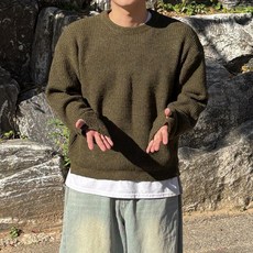 남자 오버핏 크롭 핸드워머 하찌 니트