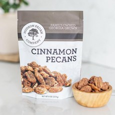 HUDSON PECAN COMPANY: 체다 피칸 바이트 | 프리미엄 조지아 피칸으로 만든 바삭하고 맛있는 남부 간식 간식이나 접대에 적합 156.9g(5.5온스) 재밀봉, 8 oz (Pack of 1), 시나몬 피칸