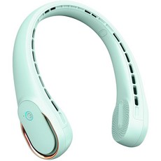 프레사라 넥 선풍기 휴대용 개인 강풍 5200mAh 풍량 360 냉각 머리카락 꼬임 없음 2면 미끄럼 방지 급속 충전 장시간 사용 시간 여성 아빠 남성을 위한, Crystal Green