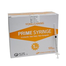 용창 1ml 26G 일회용주사기 멸균 주사기 의료용, 100개입, 1박스 100개입, 1박스