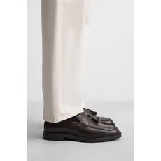 ZARA 자라 남성 포멀 슈즈 레더 스니커즈 태슬 드레스 로퍼 - 브라운 180215