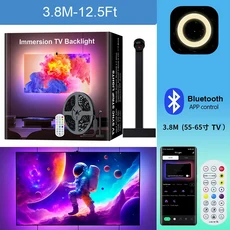 PC/TV 동기화 백라이트 USB RGBIC LED 스트립 플렉시블 램프 테이프 컬러 캡처 센서 블루투스 앱 음악, 02 3.8M-12.5Ft