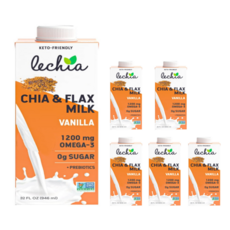 [해외]Lechia Chia & Flax Vegan Milk Vanilla 레치아 치아씨드 앤 플랙스 비건 밀크 바닐라 맛, 6개, 946ml