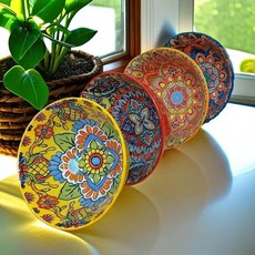 4개입 보헤미안 프리미엄 가정용 4.8인치 밥그릇 면그릇 도자기 그릇 세트, 믹스, 4개