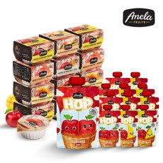 아넬라 아기 이유식퓨레 떠짜세트 24팩(컵 12팩+HOP 12팩) 사탕/푸딩/젤리>>과일퓨레, 1개, 02. 아넬라 컵 12팩+HOP 12팩 적응과일A
