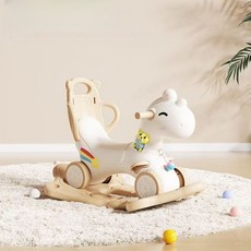 多功能兒童搖搖馬滑行車，寶寶玩具，安全環保材質，舒適座椅設計, 棕色【車+底座+故事機+靠背】, 1個