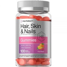 Horbaach 호바흐 Horbäach 헤어 스킨 앤 네일 젤리 | 100개 비오틴 함유 과일 맛 비타민 GMO 프리 글루텐 프리 보충제, 100, 1