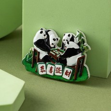 卡通熊貓冰箱貼創意恭喜發財立體麻將磁性貼品裝飾磁力貼陶瓷冰箱貼冰箱磁鐵可愛磁鐵吸鐵白板貼黑板貼居家裝飾, 恭喜發財（麻將）