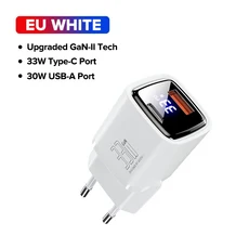 QOOVI 33W GaN 충전기 USB 유형 C 고속 어댑터 빠른 QC3.0 PD iPhone 용 벽 Samsung Xiaomi iPad, 04 EU PLUG WHITE