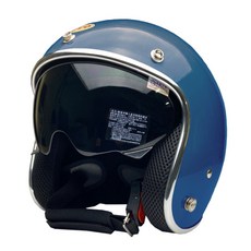 素色銀邊內墨鏡3/4罩復古安全帽，半罩安全帽，3/4罩安全帽，復古色系，安全舒適, 石墨藍