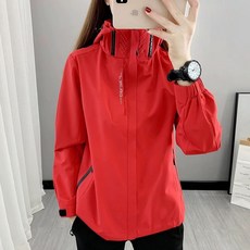 남녀 커플 아웃도어 여성 점퍼 후드집업 방풍 등산복 6Color 자켓 바람막이 방수, 1개, 브라이트레드 여성용 단품