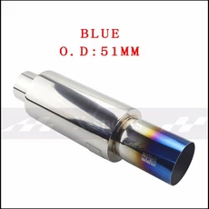 자동차 배기 파이프 머플러 테일 범용 스테인레스 스틸 시스템 레이싱 2 "2.5" 3 ", 01 blue 51MM