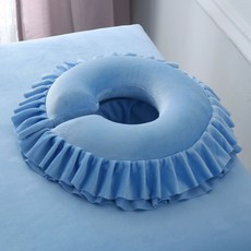 구멍 쿠션 미용 패드 베개 실리콘 화이트 마시지샵 얼굴, 1개, 대형 면 코어 천청색 분리세탁