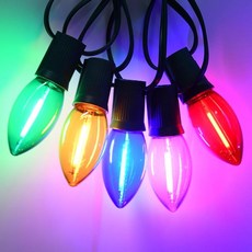 C9 LED 크리스마스 조명 야외 방수 7.6m(25피트) 비산 방지 컬러 멀티컬러 집 트리 마당 정원 장식용 25+1 전구 0.6W 311389, C9 LED 크리스마스 조명 야외 방수, 7.6m(25