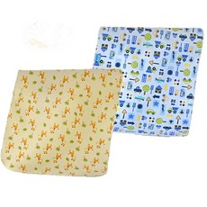 Monvecle 아기 유아 방수 면 교체 패드 세탁 가능 재사용 가능한, 블루-2피스 미디엄 71.1cm x 50.8cm(28인