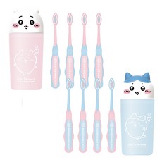 먼작귀 어린이 칫솔 양치컵 세트, 1세트, 4매입, 랜덤