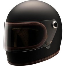 RIDEZ NIKITOR 레트로 풀 페이스 오토바이헬멧 L 59~60cm, Size L (up to 59-60 cm), 플랫 블랙