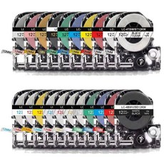 엡손 네임 라벨기 프린터기 라벨 테이프 스티커 용지 호환 리라쿠마, 12mm, 흰색바탕 검정문구 TS_KW