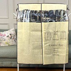 투명창 의류보호커버 옷걸이가림천 행거덮개 간이옷장 드레스룸커버 먼지가리개, 상세페이지 참조, 1개