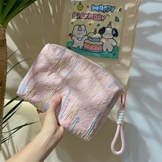 ins韓風刺繡褶皺收納包，手提大容量化妝包，便捷旅行必備（005）24A